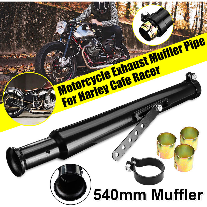 

1x tubo de silenciador de escape de motocicleta con reductor para Harley Cafe Racer Bobber Chopper personalizado