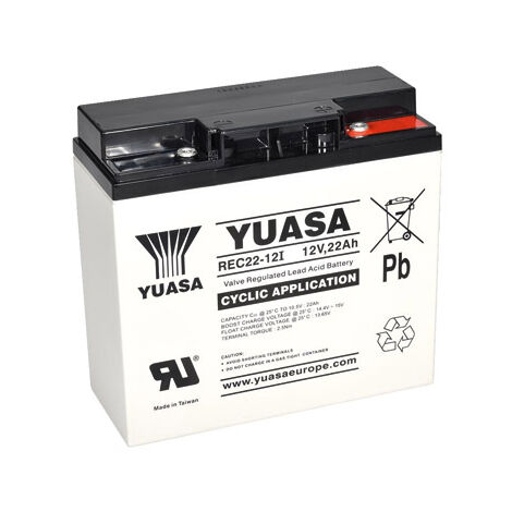 1x  Yuasa Blei-Akku REC22-12I Pb 12V / 22Ah Zyklenfest, M5 Innengewinde