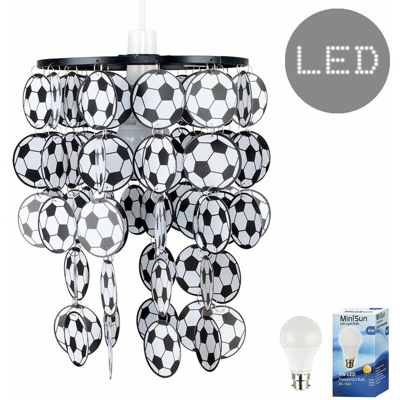 Football Ceiling Light Shade + 6W LED Bulb - Black