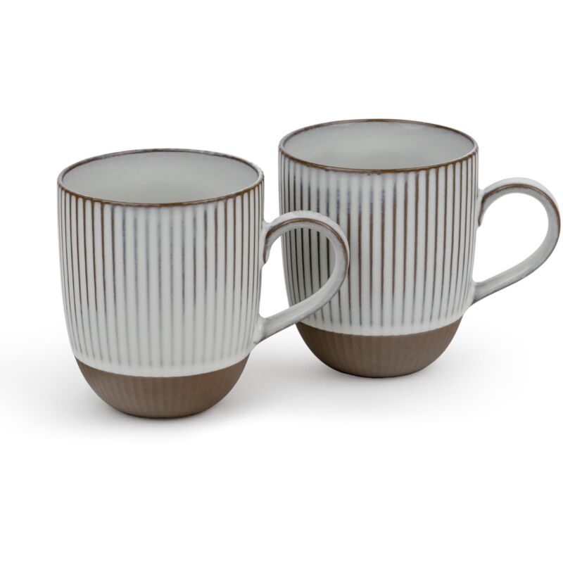 1x2 Bredemeijer Becher Ingo 450ml Tassen Steingut Weiße Str.147081