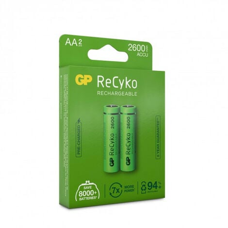 1x2 GP ReCyko NiMH Battery AA 2600mAH, high capacity, NEW (120270AAHCE-C2)