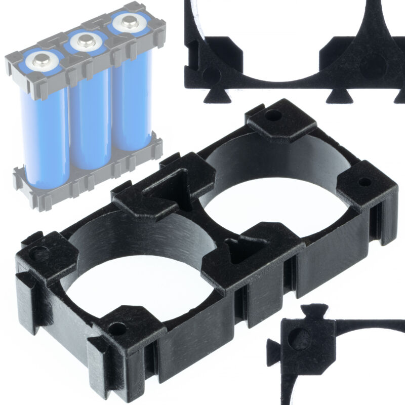 Rosfix Gehäuse 1x2 Für 2x 18650 Li-Ion Akkus – Kunststoffhalterung Für Akkupack-Montage Modular Steckbar Kompatibel Mit 18650 Zellen