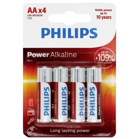 1x4 Philips Power Alkaline AA Batterie