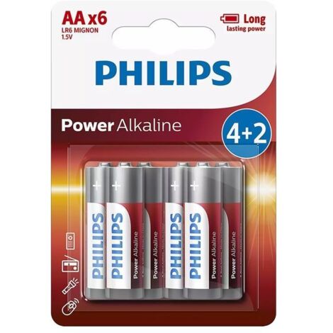1x6 Philips Power Alkaline AA Batterie Vorteilspack