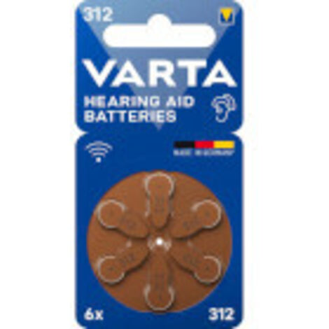 1x6 Varta Hearing Aid Batteries Type 312            24607101416