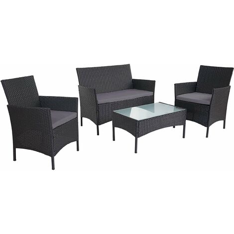 2-1-1 Salon de jardin Garnir Halden, Assis Chambre Lounge Set Sofa  Anthracite, Coussin Anthracite 040000055