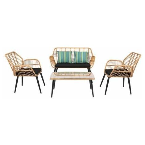 2 - 1 ensemble de chaises extérieures en osier et en rotin 4 ensembles de meubles de terrasse (Cette commande comporte 2 colis)