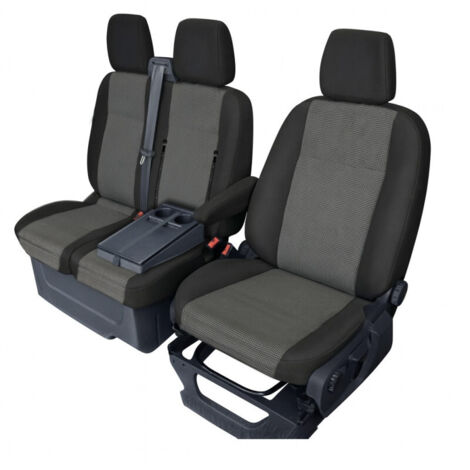 2+1 Комплект Тапицерия за Ford Transit Custom 2013-2023 с отвор на двойната седалка - черно