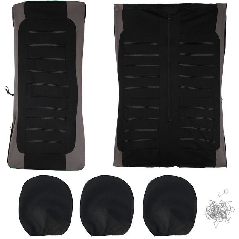 

2 + 1 Fundas de Asiento de Furgoneta, Tela Protectora Gris+Negro para Ford Transit MK7 2007-2020