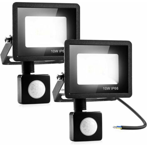 2 10W Sicherheitsleuchte mit PIR-Bewegungsmelder, Smart LED Flutlicht, Außenleuchten 800 Lumen 3000K Warmweiß, IP66 Wasserdichter Außen-LED-Strahler für Garten, Garage, Veranda [Cl