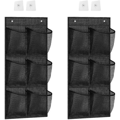 2+2 pcs Sur La Porte Organisateur De Chaussures,Organisateur Sur La Porte Pour Chaussures,Organisatrice Suspendu Multifonctionnel,Avec 2 Crochets,Pour Chambre à Coucher,Salle De Bain (noir)