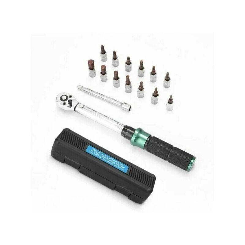 2-24N.m 1/4 Pouce Drive 15 pcs Clé dynamométrique Préréglée Ensemble d'embouts de Clé dynamométrique à Dégagement Rapide Mini Clé dynamométrique