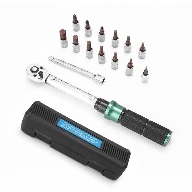2-24N.m 1/4 Pouce Drive 15 pcs Clé dynamométrique Préréglée Ensemble d'embouts de Clé dynamométrique à Dégagement Rapide Mini Clé dynamométrique