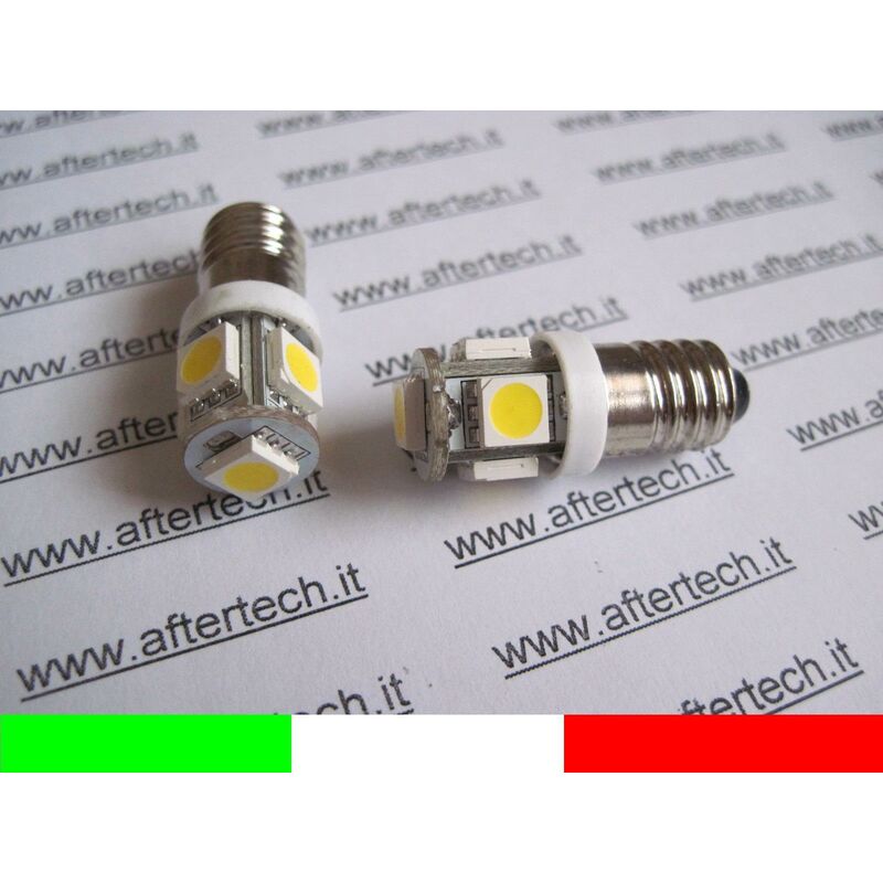 Image of 2 2pz coppia lampadine luci vite E10 5 led smd bianco caldo 3700K 6V 6 volt B16W