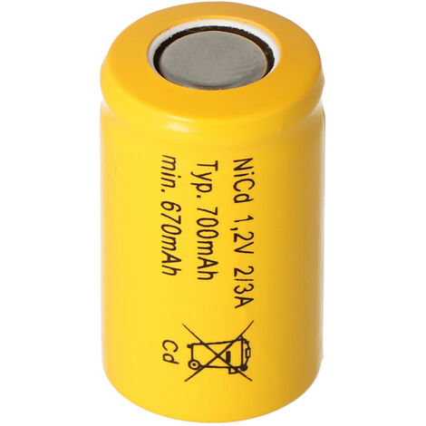 2/3 A Cadnica NICD Akku Flat Top ohne Lötfahne, 1,2 Volt 700mAh