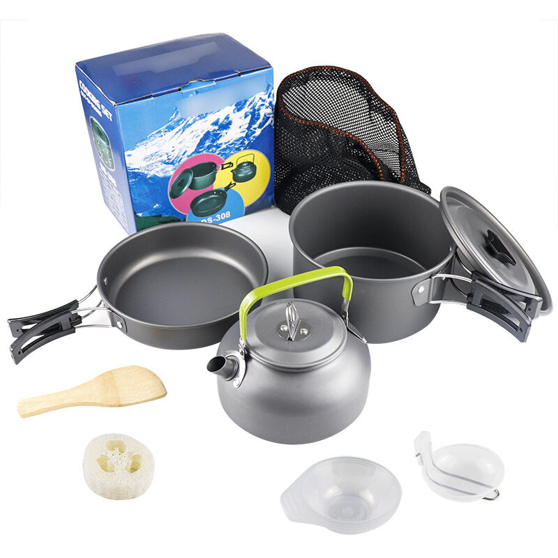 2 - 3 personnes Portable Folding Cooker set Outdoor Camping Cooker kit pour la cuisson barbecue et barbecue sac à dos et équipement de cuisson léger