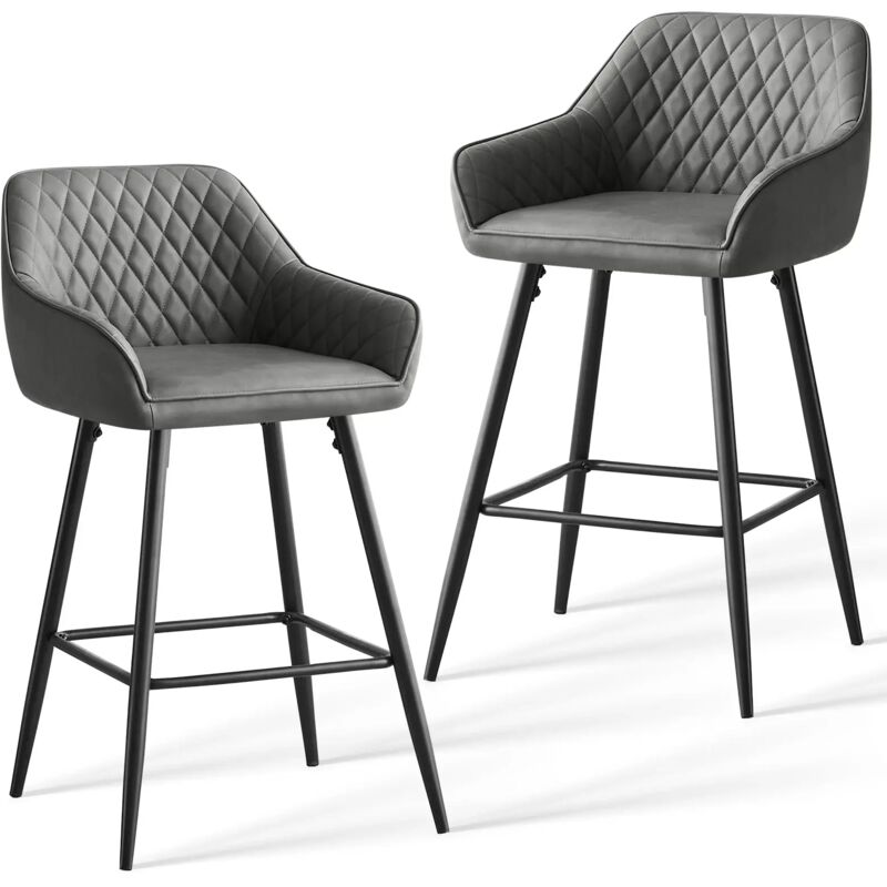 Jymtom - Lot de 2 tabourets de bar chaises en Cuir,Siège rembourrée, pieds en métal,tabouret. chaises à manger, bars, jambes métalliques