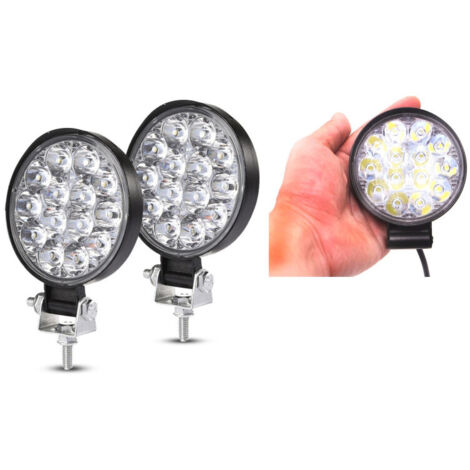 Комплект от 2бр. 42W Мини Лед LED Диоден Фар Халоген Дневни Светлини 12V - 24V за автомобил офроуд бус ван камион