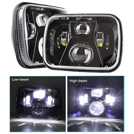 Комплект от 2бр. универсален 45W ЛЕД LED фар лампа халоген 12V-24V къси/дълги 20 x 14cm за АТВ джип мотоциклет камион тр