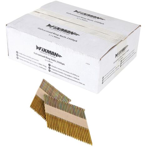 Clous annelés galvanisés, 2 500 pcs, 3,1 x 90 mm, 3.1 X 90 Mm