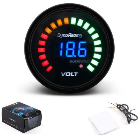 2'' 52mm 12V auto digitale affumicato analogico analogico voltmetro elettronico voltmetro voltmetro 20 LED nero