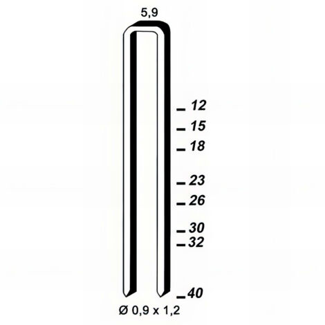 2 600 agrafes galvanisées ES-40 - 5,9 x 40 x D. 0,9 x 1,2 mm - 6ES401 - Alsafix