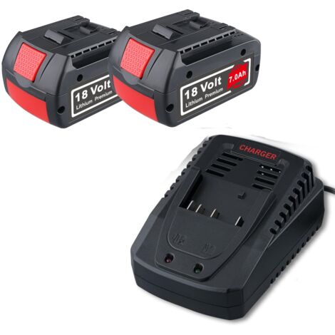 2× 7.0Ah 18V Lithium Akku BAT609 und Akku 14.4-18V Ladegerät AL1820CV Kompatibel mit Bosch BAT618 BAT609 BAT622 BAT609G BAT610G