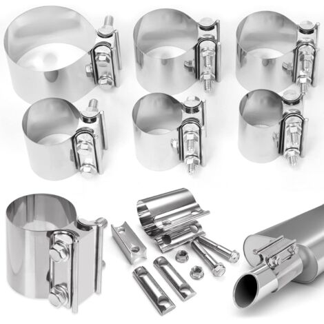 2 abrazaderas de escape de acero inoxidable de 2,25", cubierta con abrazadera de escape, piezas de reparación de tuberías, accesorios de manguito para abrazadera de escape