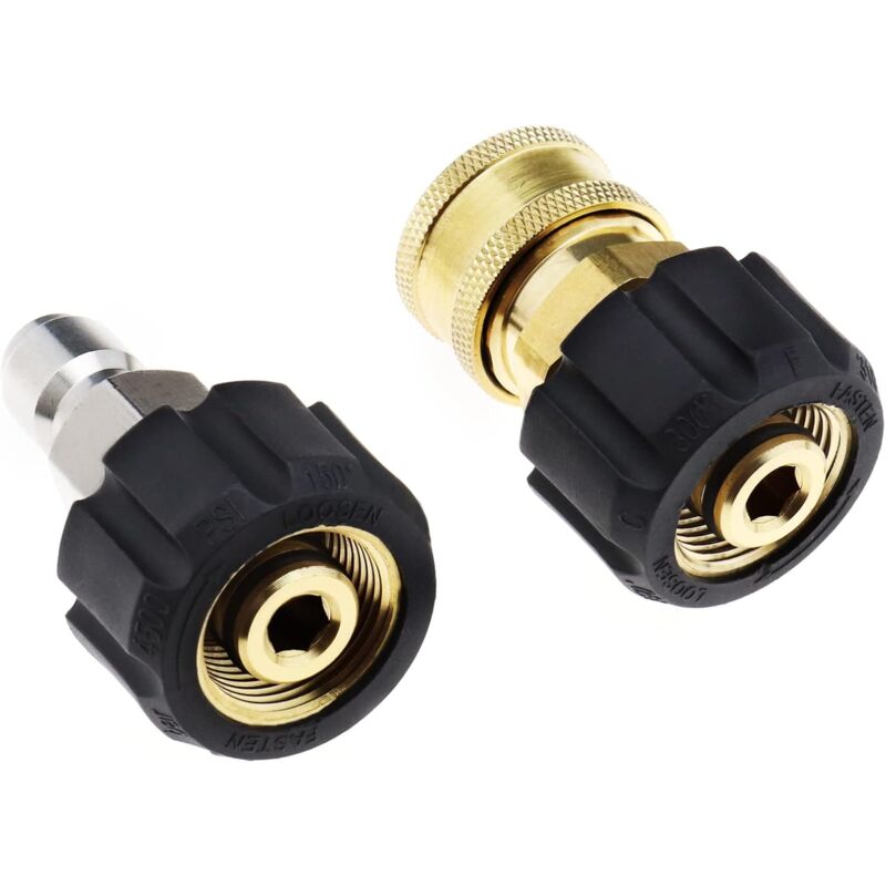 Treetalk - 2 adaptateurs de tuyau de nettoyeur haute pression filetage femelle vers coupleur rapide 3/8' et coupleur rapide femelle 3/8' vers M22 14