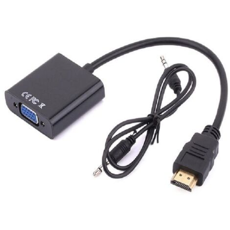 2 adaptateurs HDMI vers VGA avec audio, câble de conversion vidéo et son pour moniteur, connecteur HDMI.