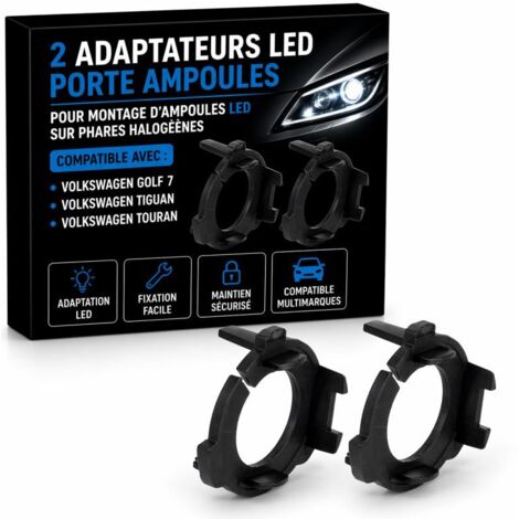2 Adaptateurs LED Porte Ampoules Golf 7, Tiguan, Touran - Fixation ampoule LED facile