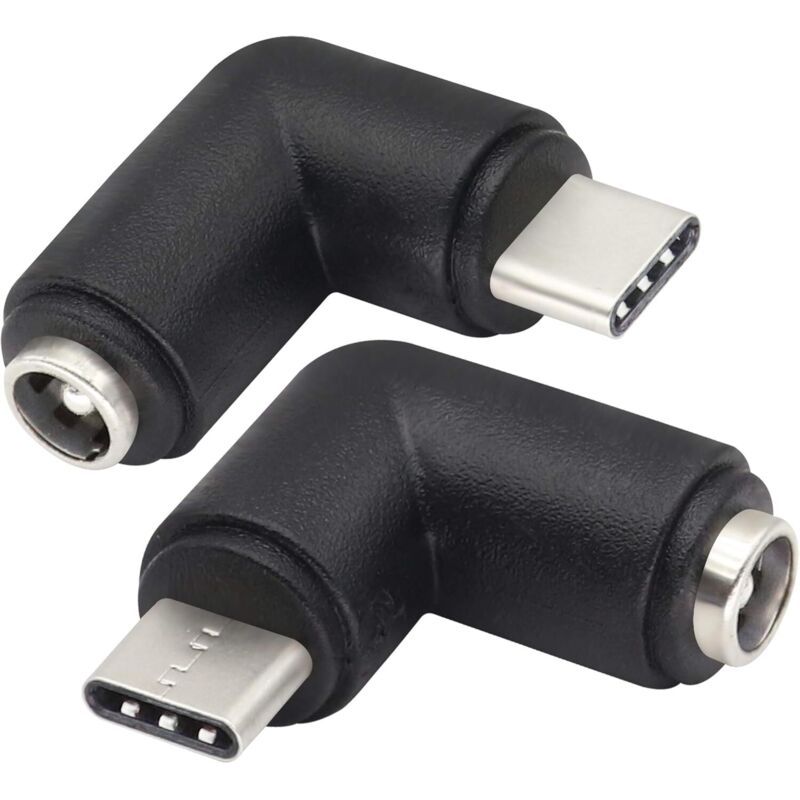 2 adaptateurs Type-C 90° vers DC femelle 5.5x2.1mm – Pour chargeur 5V LED, USB, caméra