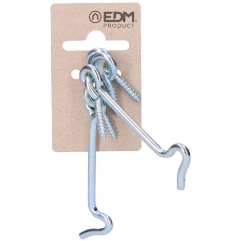 2 Aldabillas Doble Hembrilla 75mm Zinc en Cartón Colgante EDM