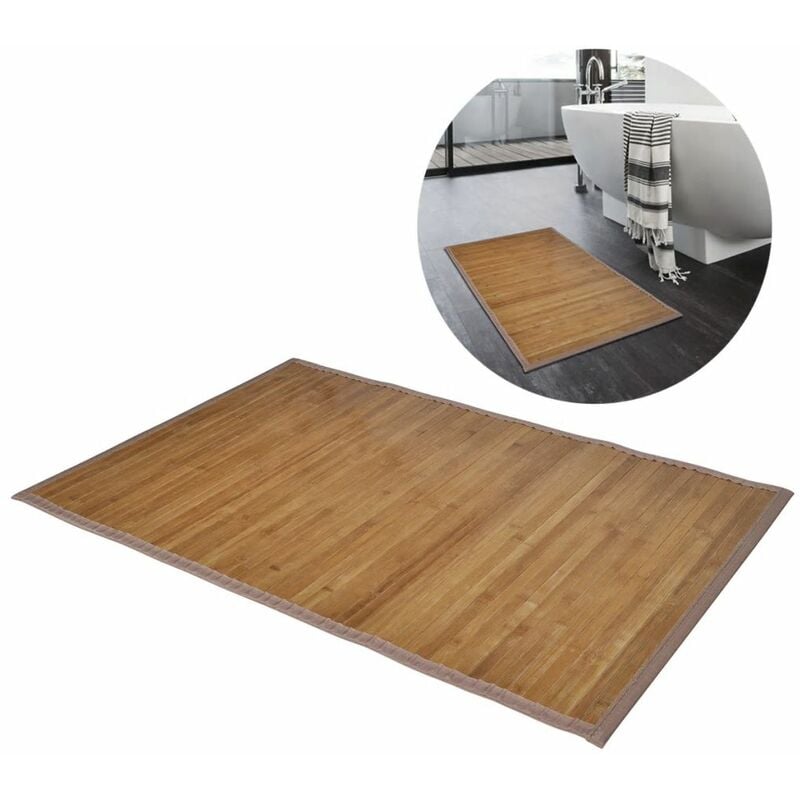 

2 alfombrillas de bano de bambu 40 x 50 cm marron