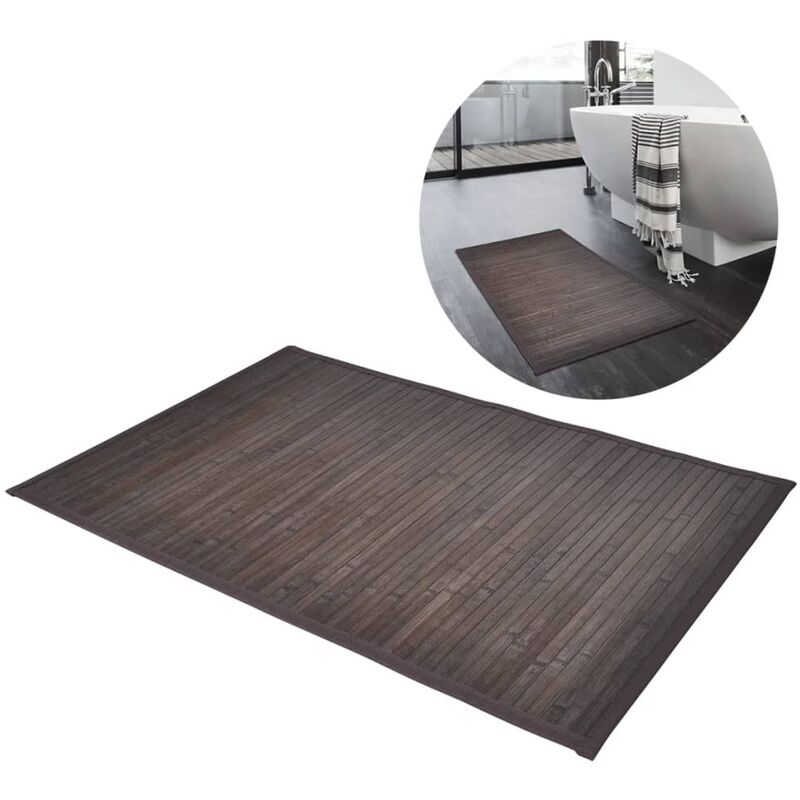 

2 alfombrillas de bano de bambu 40 x 50 cm marron oscuro