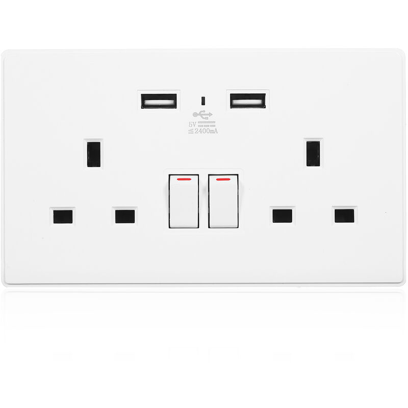 

2 Alturas de salida 13A conmutados individualmente doble Toma electrica con 2 puertos USB Indicador LED de luz de la pared del enchufe estandar del