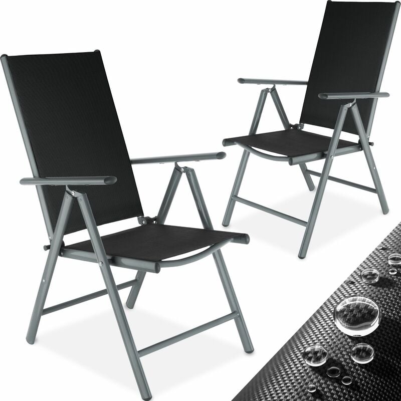 2 aluminium garden chairs - reclining garden chairs, garden recliners, outdoor chairs - black/anthracite
