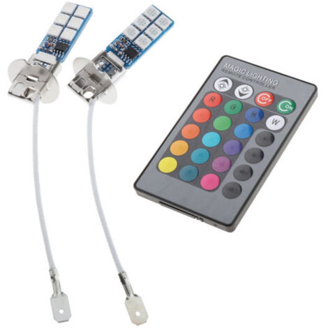2 ampoules antibrouillard LED RGB 880 881 H1 H3 pour voiture avec connecteur - AquaForge