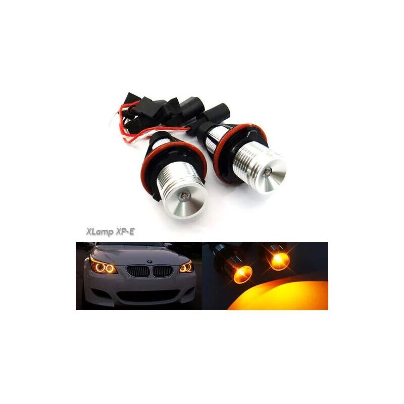 2 ampoules Canbus Cree Angel Eyes - LED couleur ambre - Pour phares avants allumés de jour - Pour E39 E60 E61 E87 E53 E63 E65