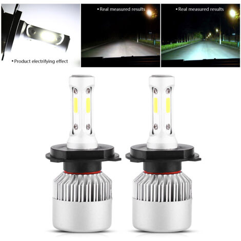 2 ampoules de phare LED COB S2 S 72 W 8 000 lm, blanc 6 500 K H4 - AquaForge