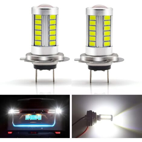 2 ampoules de rechange H7 LED antibrouillard blanc 6500 K, feux de jour (DRL) 33 SMD 12 V pour voitures et camions