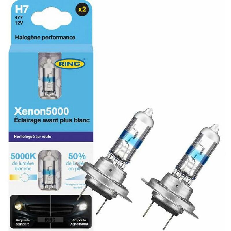 2 Ampoules H7 55w Ring Effet Xenon 5000k 12v