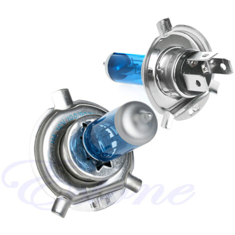 2 ampoules halogènes H4 blanches transparentes pour phares de voiture, 100 W, 12 V, 5000 K - AquaForge