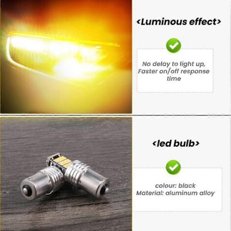 2 ampoules LED ambre 1156 7506 P21W BA15S--