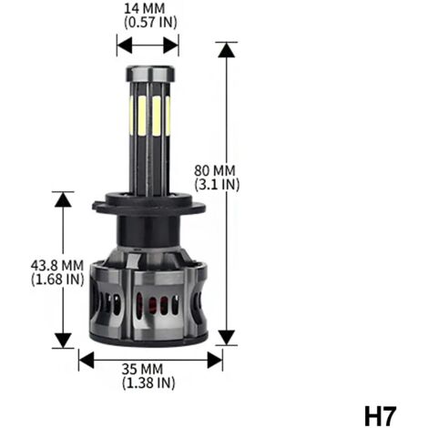 2 ampoules LED H7 à 8 faces, compatibles H4, H11, H9 et H8 pour phares de voiture, références 9005, HB3, 9006 et HB4, 6000 K, 50 W, éclairage à 360°, feux de croisement et de route - AquaForge