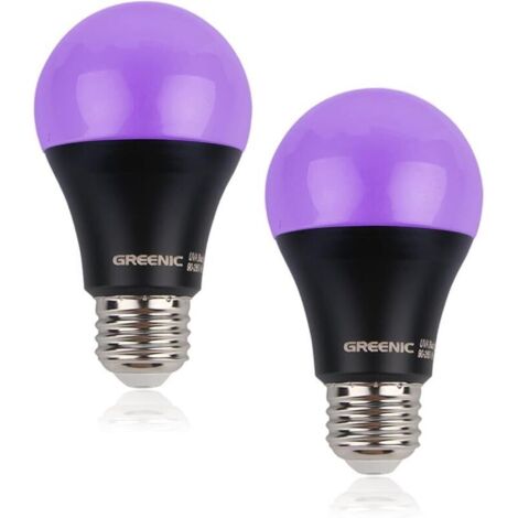 2 ampoules LED large pression 85-265V lumière violette UV ampoule noire partie fluorescente ampoule en aluminium gainée de plastique puissance 15