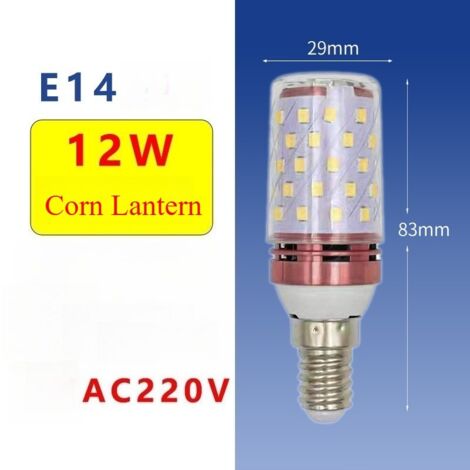 2 Ampoules LED maïs rose doré de 12 W - Ampoules LED E14, Lumière blanche, 85-265 V CA, 1 200 lm, pour l'éclairage intérieur domestique