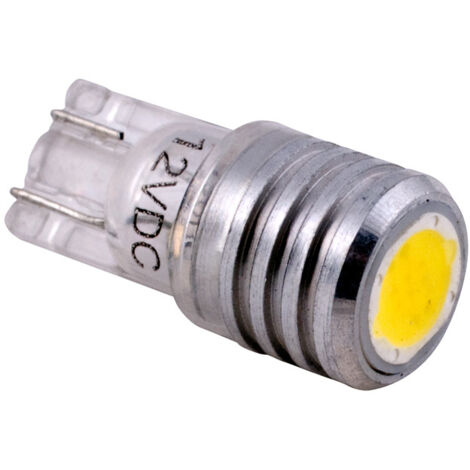 2 Ampoules LED - T10 12V 1W 8000K - W2.1x9.5D - Puce SMD - Wedgebase 303CHIP - Blanc