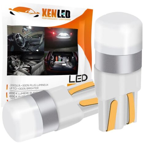 2 AMPOULES LED T10 W5W XENLED 6000K Blanc 12V - Angle 360° - Lampes de voiture
