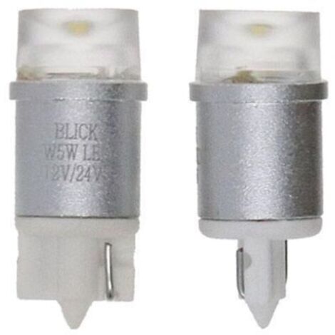 2 ampoules led wedge w5w, 12/24 volts 0.5 watts culot w2.1x9.5d